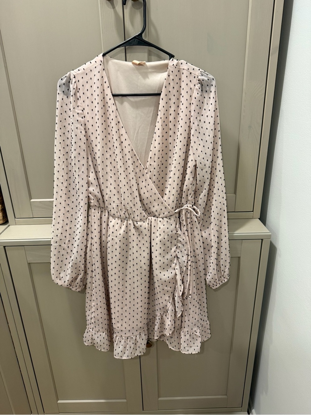 Light Pink Polka Dot Wrap Dress